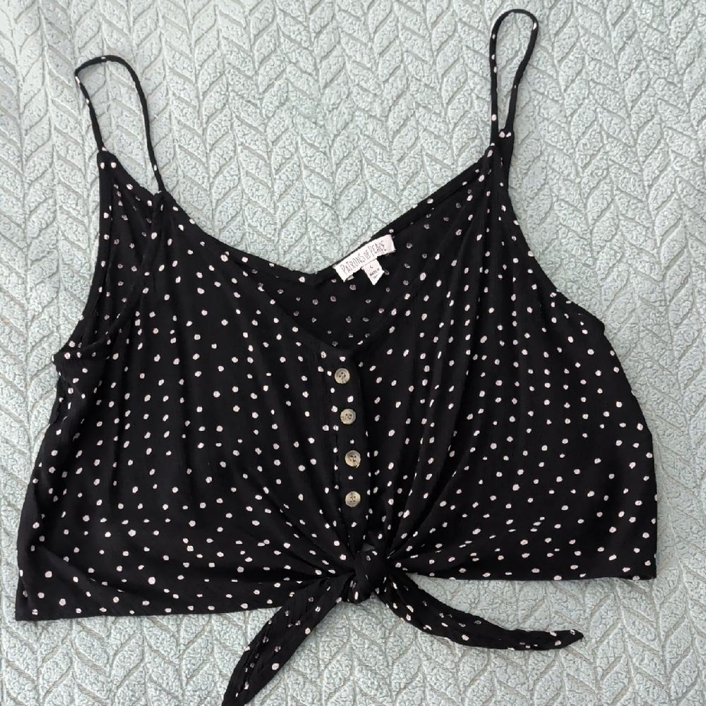 Patrons of Peace Black and White Polka Dot Crop Top